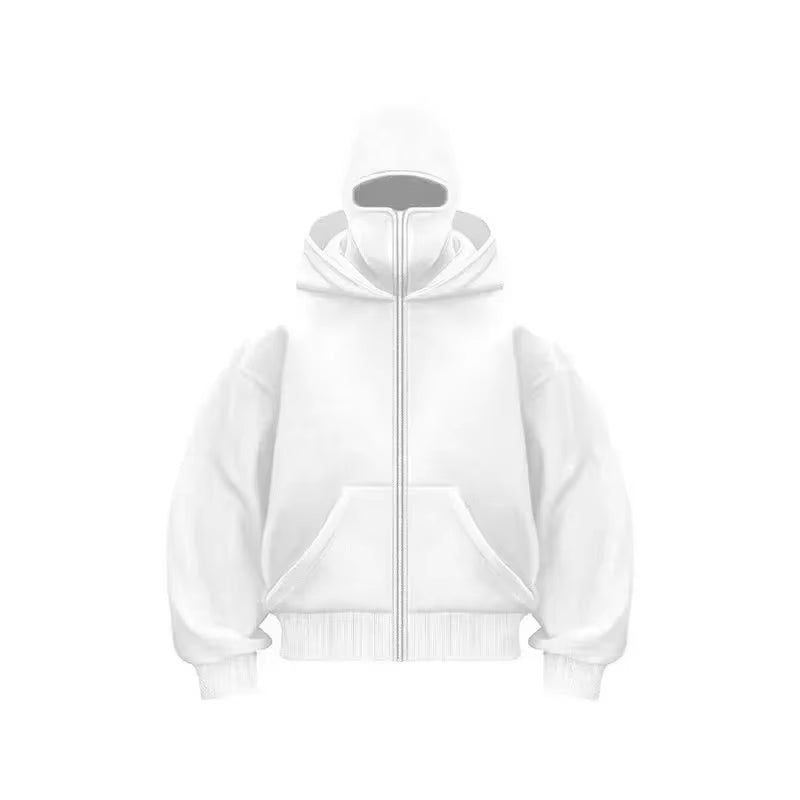 Unisex Balaclava Hoodie – Y2K Gothic Harajuku, Double Hood, Zipper Mask, Autumn/Winter