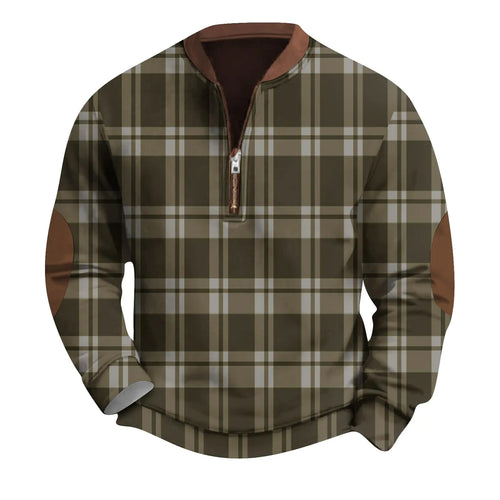 Mens Vintage Knit Fleece Zippered Sweatshirt - Dark Green XL