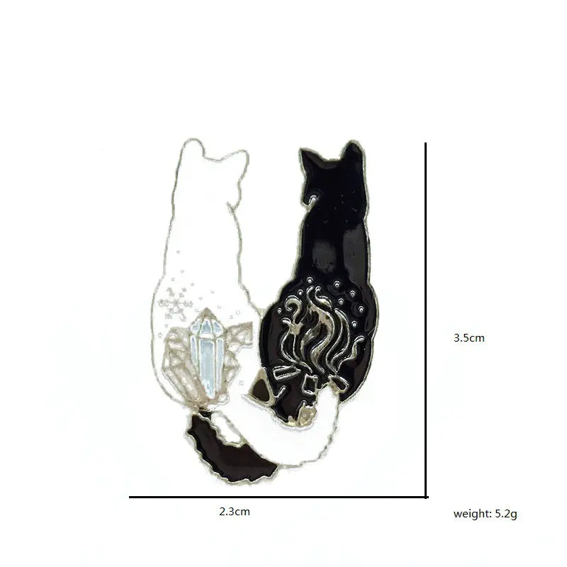 Cartoon Black and White Cat Earrings
