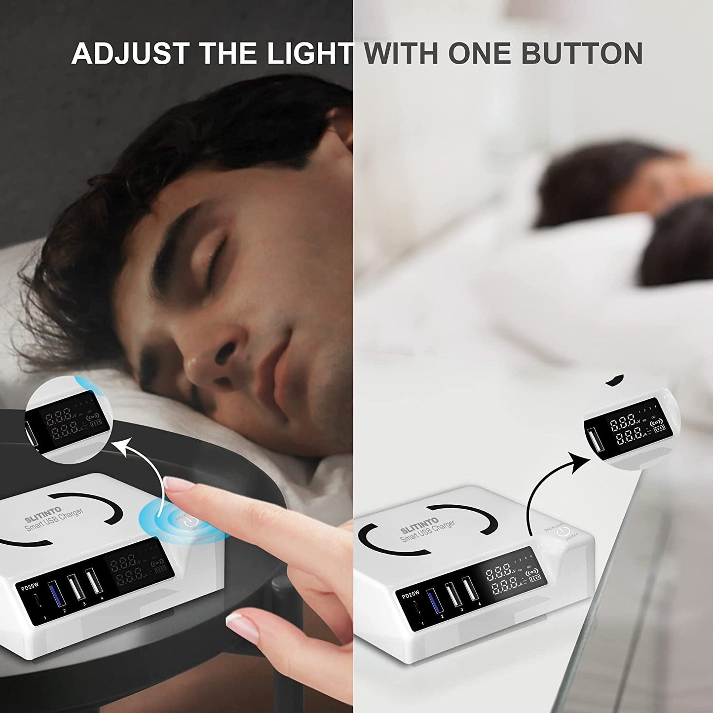 65W 4-Port USB Charging Station – PD 20W & QC3.0, LCD Display, Multi-Device Charger for iPhone, iPad, Huawei & More