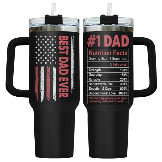 Best Dad Ever 40oz Insulated Steel Tumbler with Flag Design - Perfect Gift for Dad