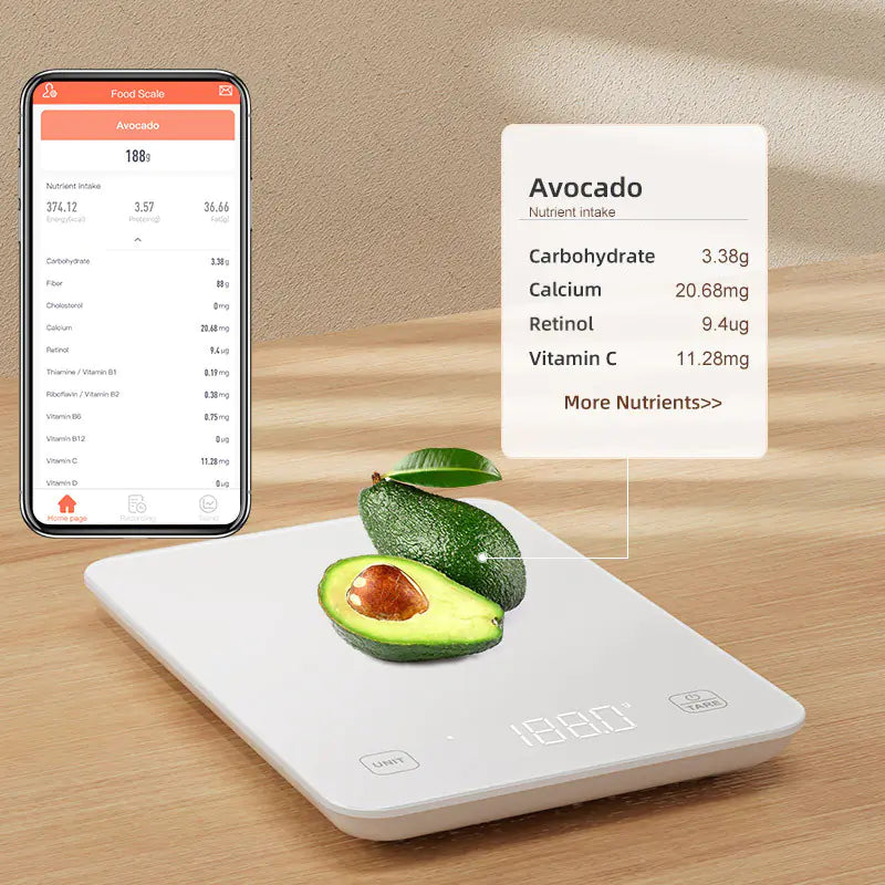 Kitchen Smart Scale - Counts calories, grams, carbs, etc - Weight Loss Journey Assistant