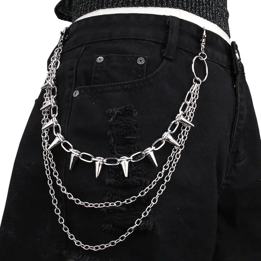 Urban Edge Studded Multi-Layer Waist Chain