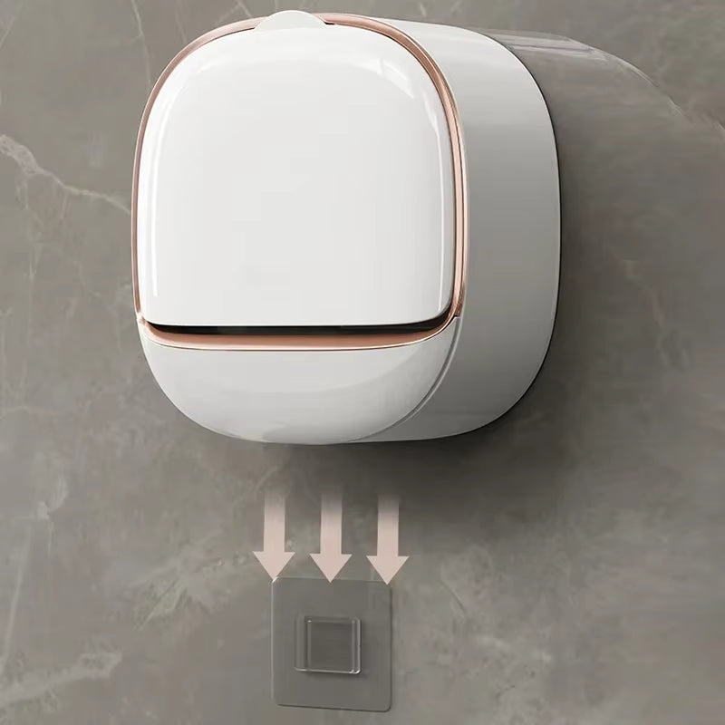 Wall-Mounted Bathroom Soap Box with Lid – Waterproof ABS Soap Dish & Storage Organizer