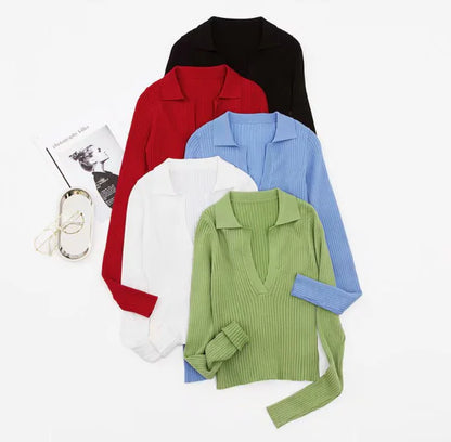 Chic Slim Cropped V-Neck Sweater