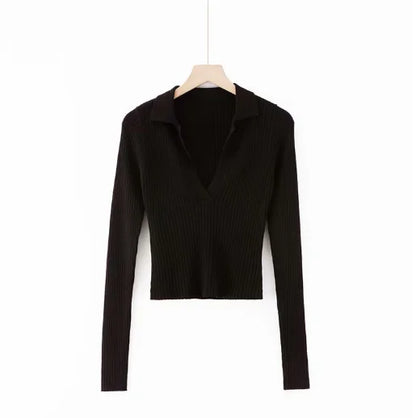 Chic Slim Cropped V-Neck Sweater